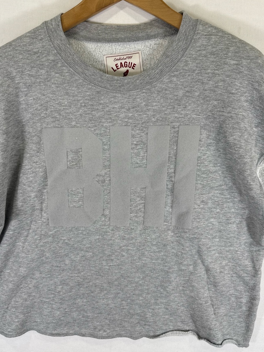 League Grey 'BHI' Crewneck Pullover Sweatshirt